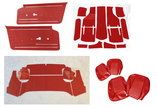Kompletter Innenraum Kit für Fiat 850 Spider in Ferrari Rot
