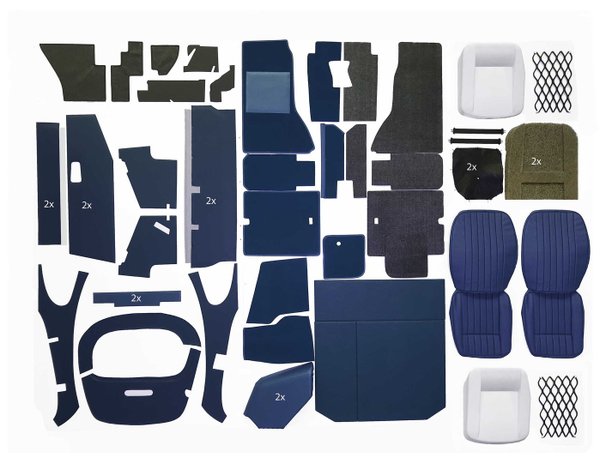Kompletter Interior Kit für Jaguar E Type Serie 3 2+2 Coupe Dark Blue