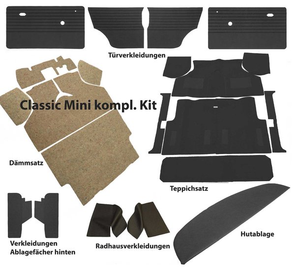 Kompletter Innenraum Kit für Classic Mini Schwarz